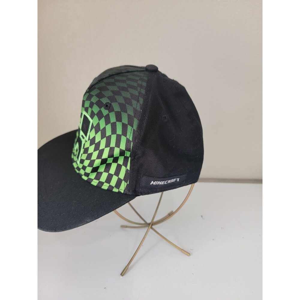 Minecraft Creeper Snapback Hat Youth OSFM Black Green Checkerboard 2020 Mojang - Picture 2 of 7